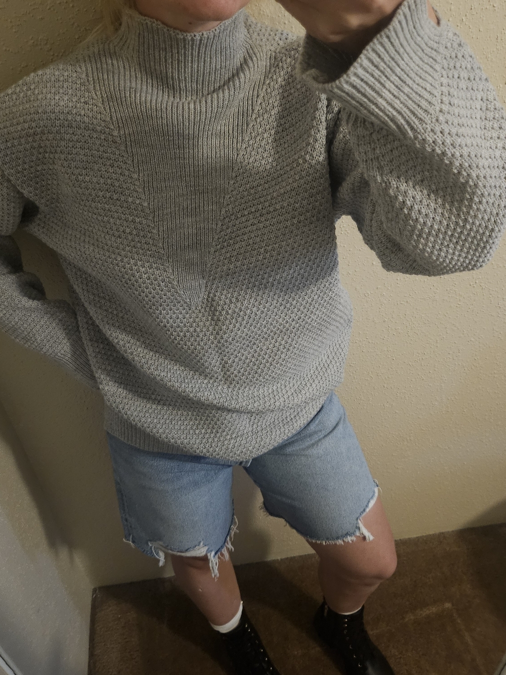 Cozy Grey Knit Turtleneck Sweater - Size S